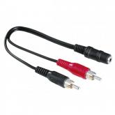 Cablu audio Hama 00043254, 2x RCA - 3.5mm jack, 0.1m, Black