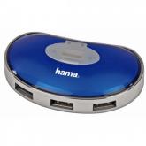 Hub USB Hama Bean 1:4, 4x USB 2.0 Tip A, Blue