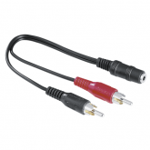 Cablu audio Hama 00122375, 2x RCA male - 3.5mm jack, Black