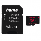 Memory Card microSDXC Hama 00123982 64GB, Class 10, UHS-I U3, V30 + Adaptor SD