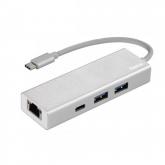 Hub USB Hama Hub 1:3, 2x USB 3.2 gen 1, 1x USB-C, 1x RJ45, Silver
