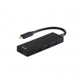HUB USB Hama 00135762, 3x USB 2.0 + 1x HDMI, Black