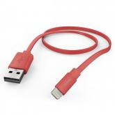Cablu de date Hama Flat, USB - Lightning, 1.2m, Orange