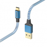 Cablu de date Hama Reflective, USB Tip A - USB Tip C, 1.5m, Blue