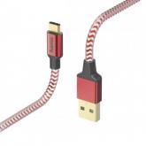 Cablu de date Hama Reflective, USB Tip A - USB Tip C, 1.5m, Red
