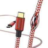 Cablu de date Hama Reflective, USB Tip C - USB Tip C, 1.5m, Red