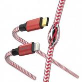 Cablu de date Hama Reflective, USB Tip C - Lightning, 1.5m, Red