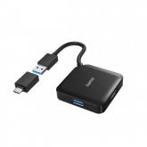 Hub USB Hama 00200116, 4x USB 3.0 Tip A, Black