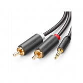 Cablu audio Ugreen 10510, 3.5mm jack male - 2x RCA male, 2m, Black