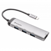 Hub USB Verbatim 49147, 4x USB, 1x USB-C, Silver