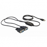 Adaptor Delock 61886, USB 2.0 male - 2x Serial DB9 RS-232, Black