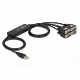 Adaptor Delock 61887, USB 2.0 male - 4x Serial male, 1.4m, Black