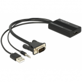 Adaptor Delock 62597, HDMI female - VGA + 3.5mm jack + USB-A, Black