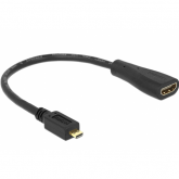 Cablu Delock 65391, HDMI-A female - Micro HDMI male, 0.23m, Black