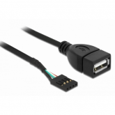 Cablu Delock 83291, USB Pin header female - USB 2.0 female, 0.20m, Black