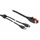 Cablu Delock 85940, PoweredUSB male - USB-A male + Mini-DIN 3 pin male, 1m, Black