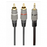 Cablu audio Gembird CCA-352-10M, 2x RCA - 1x 3.5mm jack, 10m, Black