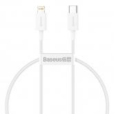 Cablu de date Baseus Superior, Fast Charging, CATLYS-02, USB-C - Lightning, 0.25m, White