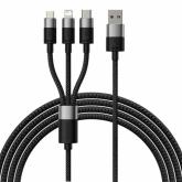 Cablu de date Baseus 3-in-1, USB male - USB-C/Lightning/microUSB male, 1.2m, Black