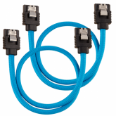 Cabluri de date Corsair Premium sleeved, SATA-SATA, 0.60m, Blue, 2buc