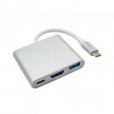 Hub USB Akyga AK-AD-57, 1x USB-C + 1x USB 3.2 gen 1 + HDMI, Silver