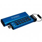 Stick memorie Kingston IronKey Keypad 200C, 128GB, USB-C, Blue