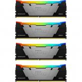 Kit Memorie Kingston FURY Renegade RGB Black Intel XMP 2.0, 128GB, DDR4-3200MHz, CL16, Quad Channel