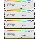 Kit Memorie Kingston Fury Beast RGB White Intel XMP 3.0, 128GB, DDR5-5600MHz, CL40, Quad Channel