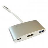 Hub USB LC Power LC-HUB-C-MULTI-4, 1x USB 3.2 gen 1, 1x HDMI, 1x USB-C, Silver-White