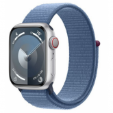 Smartwatch Apple Watch Series 9 Aluminium, 1.69inch, Curea Nailon, Silver-Winter Blue Loop