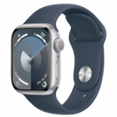 Smartwatch Apple Watch Series 9 Aluminium, 1.9inch, Curea Silicon M/L, Silver-Storm Blue