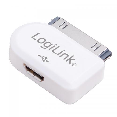 Adaptor Logilink Apple 30-pin Male - micro USB Female, Alb