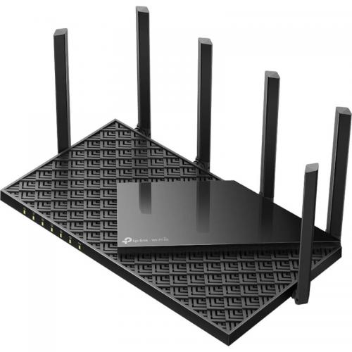 TP-LINK AXE5400 Tri-Band Gigabit WI-FI6 Router, Archer AXE75, Standarde wireless: IEEE 802.11ax 6 GHz,  IEEE 802.11ax/ac/n/a 5 GHz, IEEE 802.11ax/n/b/g 2.4 GHz, 6 x antene fixe, Procesor: 1.7 Ghz Quad core, Interfata: 1 x Gigabit WAN, 4 x Gigabit LAN, 1 x