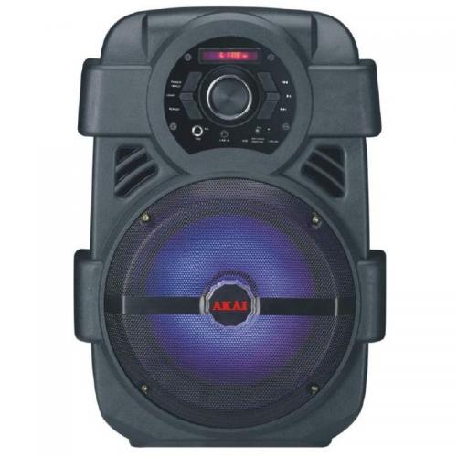 Boxa portabila activa Akai ABTS-808L, 10 W, Bluetooth, USB, Aux in, radio FM, digital karaoke, negru, microfon