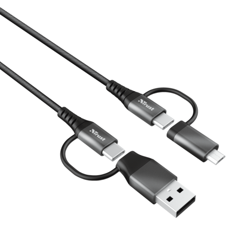Cablu incarcare Trust Keyla Extra-Strong, 4-In-1 USB, 1m, negru