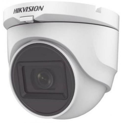 Camera supraveghere Hikvision Turbo HD dome DS-2CE76H0T-ITMFS(2.8mm); 5 MP;  Audio over coaxial cable, microfon audio incorporat; 5 MP CMOS; rezolutie: 2560 (H) × 1944 (V)@20FPS; iluminare: 0.01 Lux@(F1.2, AGC ON), 0 Lux with IR; lentila: 2.8mm, distanta 