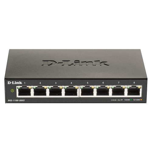 Switch D-Link DGS-1100-08V2, 8 port, 10/100/1000 Mbps