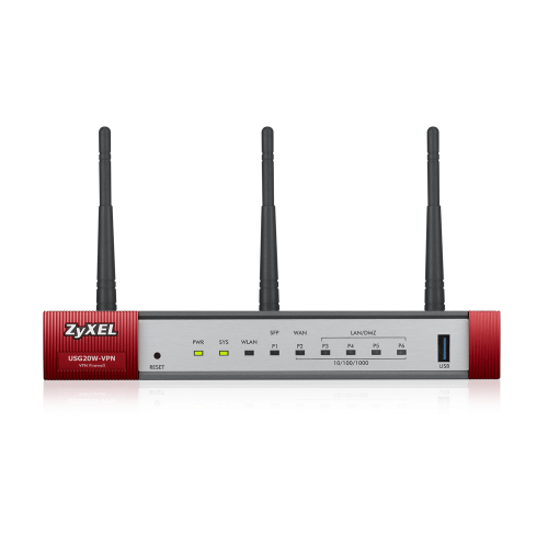 Zyxel ZyWALL USG20W-VPN, 10xIPSec VPN, up to 15xSSL, 4x 1Gbps LAN/DMZ, 1xSFP