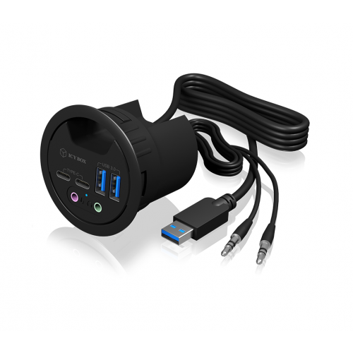 Hub USB Raidsonic IcyBox IB-HUB1403B, 2x USB 3.2 gen 1, 2x USB-C, 2x Audio, Black