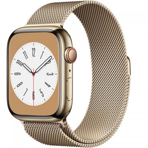 Apple Watch S8 Cellular 45mm Gold Stainless Steel Case with Gold Milanese Loop