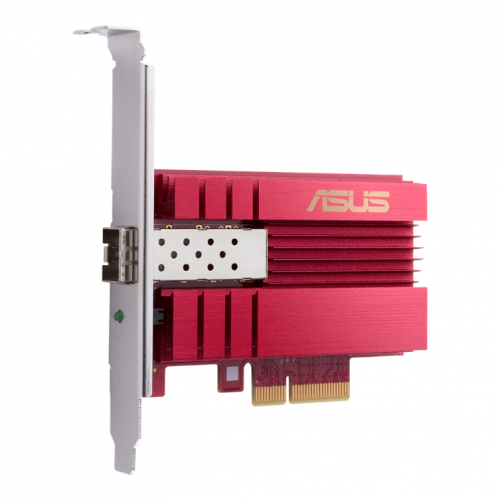 ASUS 10G PCIe Network Adapter; SFP+ port for Optical Fiber Transmission and DAC cable, Hyper-fast 10Gbps, built-in cooling,  Built-in QoS technology, Direct-attach copper (DAC)– With SPF+ Cage.