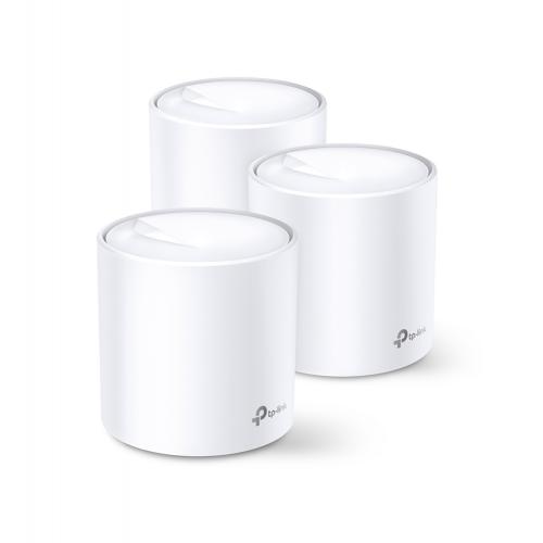 TP-Link AX1800 whole home mesh Wi-Fi 6 System, Deco X20(3-pack); Wireless Standards: IEEE 802.11a/n/ac/ax 5GHz, IEEE 802.11b/g/n/ax 2.4GHz, Signal Rate: 575 Mbps on 2.4GHz, 1200 Mbps on 5GHz, 1024QAM on 2.4GHz and 5GHz, 2 X 10/100/1000 Mbps RJ45 ports, Wo
