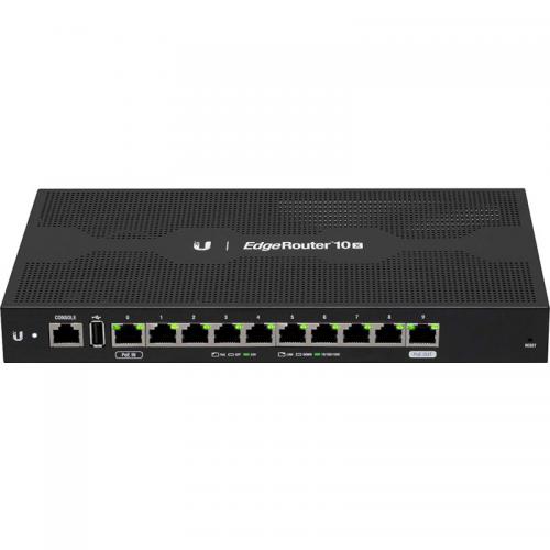 Ubiquiti EdgeRouter ER-10X, 10x Gigabit LAN, 10 Gigabit RJ45 ports offer copper connectivity with PoE input on port 1 and PoE passthrough on port 10 Passthrough, Powered by 24V Passive PoE or External AC/DC Adapter, Dual-Core, 880 MHz, MIPS1004Kc Processo