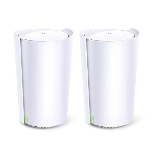 TP-Link AX6600 whole home mesh Wi-Fi 6 System, Deco X90(2-pack);  Standarde Wireless: IEEE 802.11ax/ac/n/a 5 GHz, IEEE 802.11ax/n/b/g 2.4 GHz, 1.5 GHz Quad-Core CPU, 1× 2.5 Gbps Port, 1× Gigabit Port, 4×4 MU- MIMO, WiFi Speeds: 5 GHz: 4804 Mbps (802.11ax,