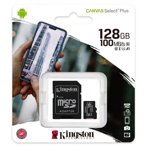 Card de Memorie MicroSD Kingston Select Plus, 128GB, Adaptor SD, Class 10