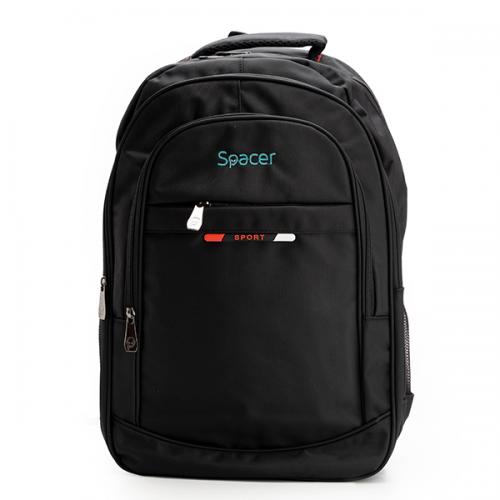 Rucsac Spacer Chicago pentru notebook de max. 17″, 3 compartimente, buzunar frontal, buzunar lateral x 2,2 manere, waterproof, poliester, negru
