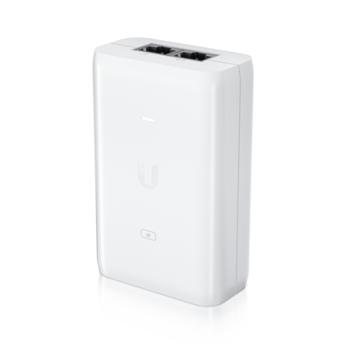 Ubiquiti POE External Injector, U-POE-AT, Output Voltage 48VDC @ 0.65A, Rated Voltage: 100-240VAC @ 50/60Hz, Efficiency 87+%, Delivers up to 30W of PoE.
